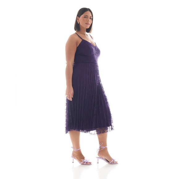 Addition Elle Lace Midi Dress with Pleated Skirt Size 24 NWT Cocktail Dress - Picture 3 of 15